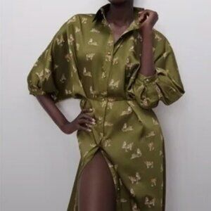 Zara Tiger Print Button Front Dress